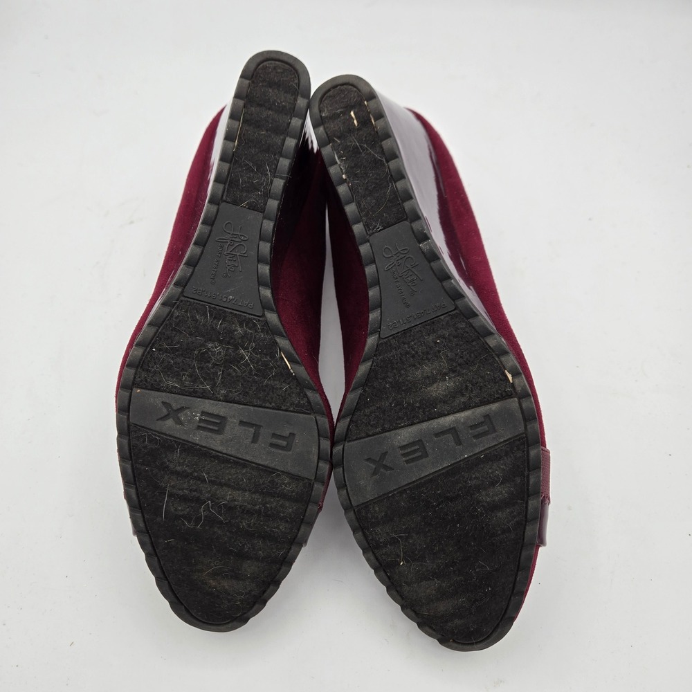 LifeStride Paris Wedge Shoes Burgundy Suede‎ Patent Elastic Comfort 8.5W - Picture 10 of 10